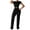 00 # Black, variant on REORIAFEE Women Workout Sets Cute Summer Outfits Women's Fashion Stripe Casual Sports Tie Short Sleeve Pants Set Black L