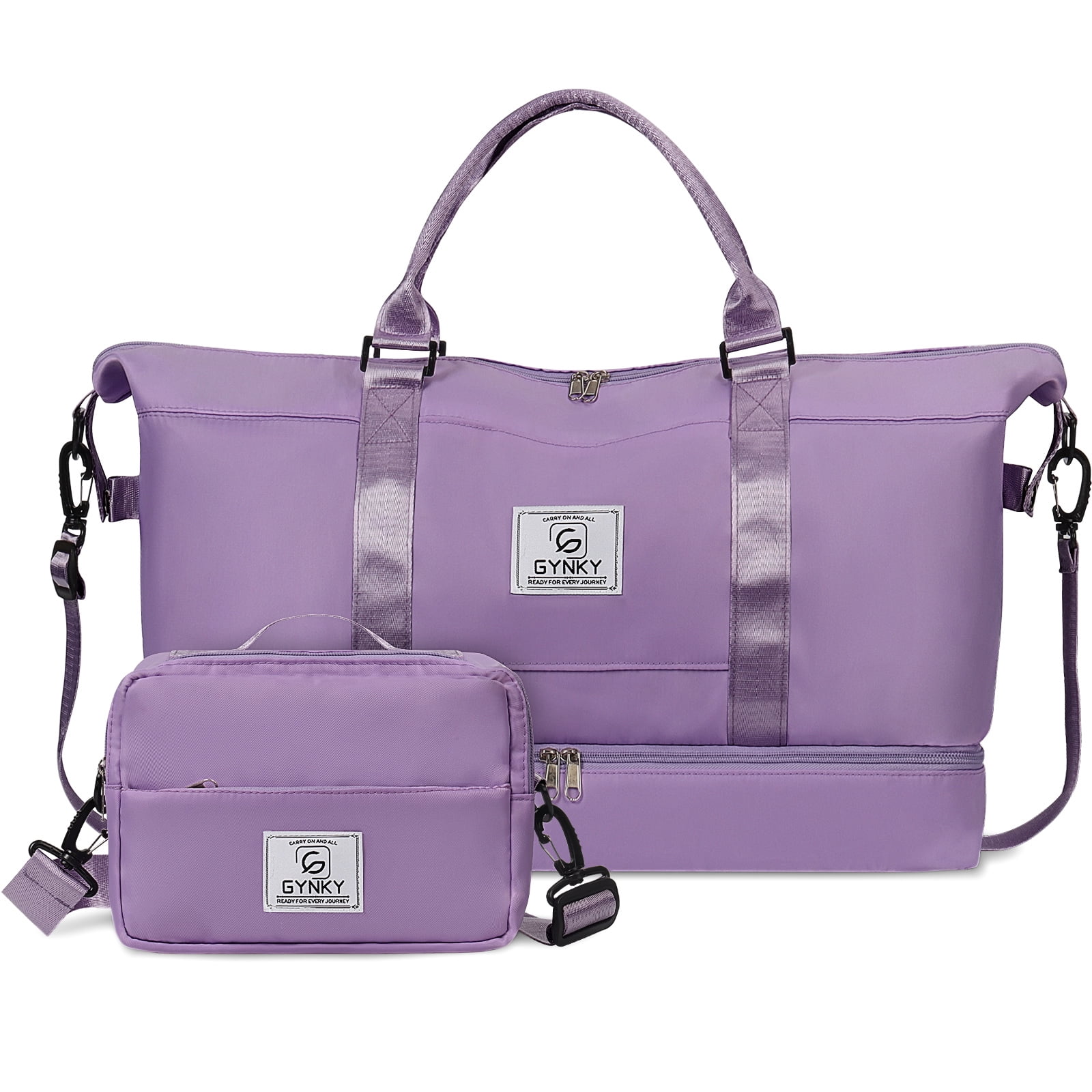 Gynky Travel Duffle Bag Set 2 Pack Weekender Bags for Women with Shoe Compartment Carry On Overnight Gym Duffel Bags with Wet Pocket Hospital Bags for Labor and Delivery