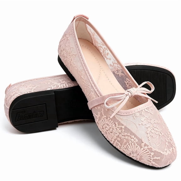 CHICVOMEY Mesh Ballet Flats for Women Breathable Ballet Flats with Buckle Fashion Fishnet Flats for Women Casual Work Flats