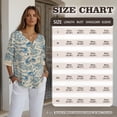 thumbnail image 7 of Xoenoiee Fish Coral Water Ripples Print Womens 3/4 Length Sleeve Tops Casual V Neck Boho Summer Dressy Blouses Button Down Shirts 2026 Spring Fall Outfits, M, 7 of 7