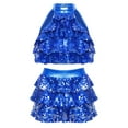 thumbnail image 2 of YONGHS Kids Girls Hip Hop Dancewear Shiny Sequins Halter Neck Crop Top with Skirt Set Royal Blue 15-16, 2 of 7