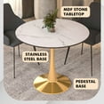 thumbnail image 2 of LeisureMod Round Dining Table Modern 35" MDF Wood Tabletop with Gold Steel Pedestal Base for Kitchen and Living Room Bristol Series in Natural Wood, 2 of 10