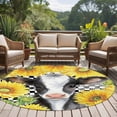 thumbnail image 4 of Round Rugs 7Ft, Cow Sunflowers Round Area Rug Washable Indoor Throw Carpet, Farmhouse Country Animals Floral Black Plaid Large Non Slip Circle Rug for Dining Room Playroom Home Decor Aesthetic, 4 of 8