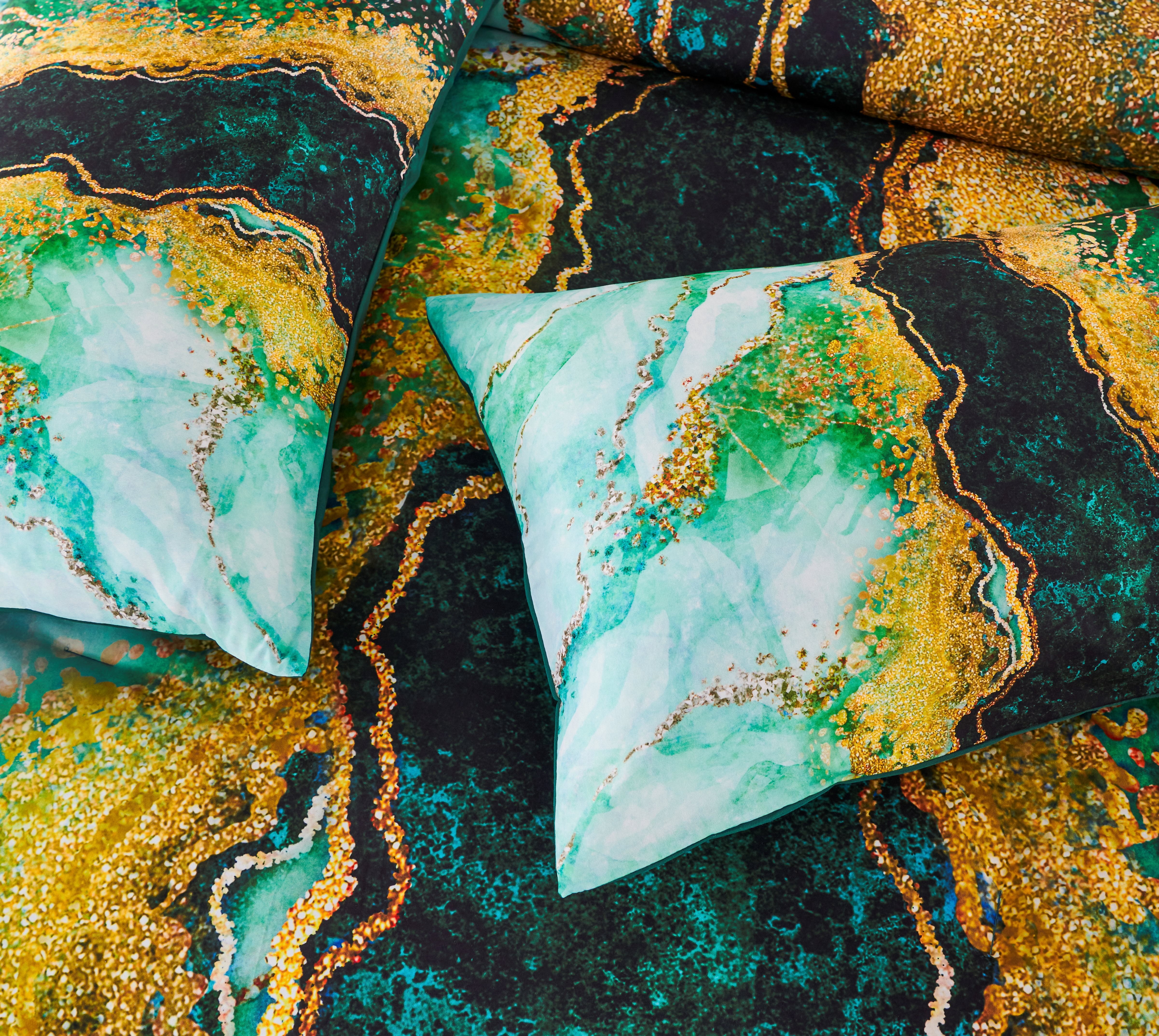 PERFEMET Full  Comforter Set-6 Pieces Green Marble Comforter Bedding Set Bed in a Bag with Sheets Pillow Cover for All Season(Green,Full)