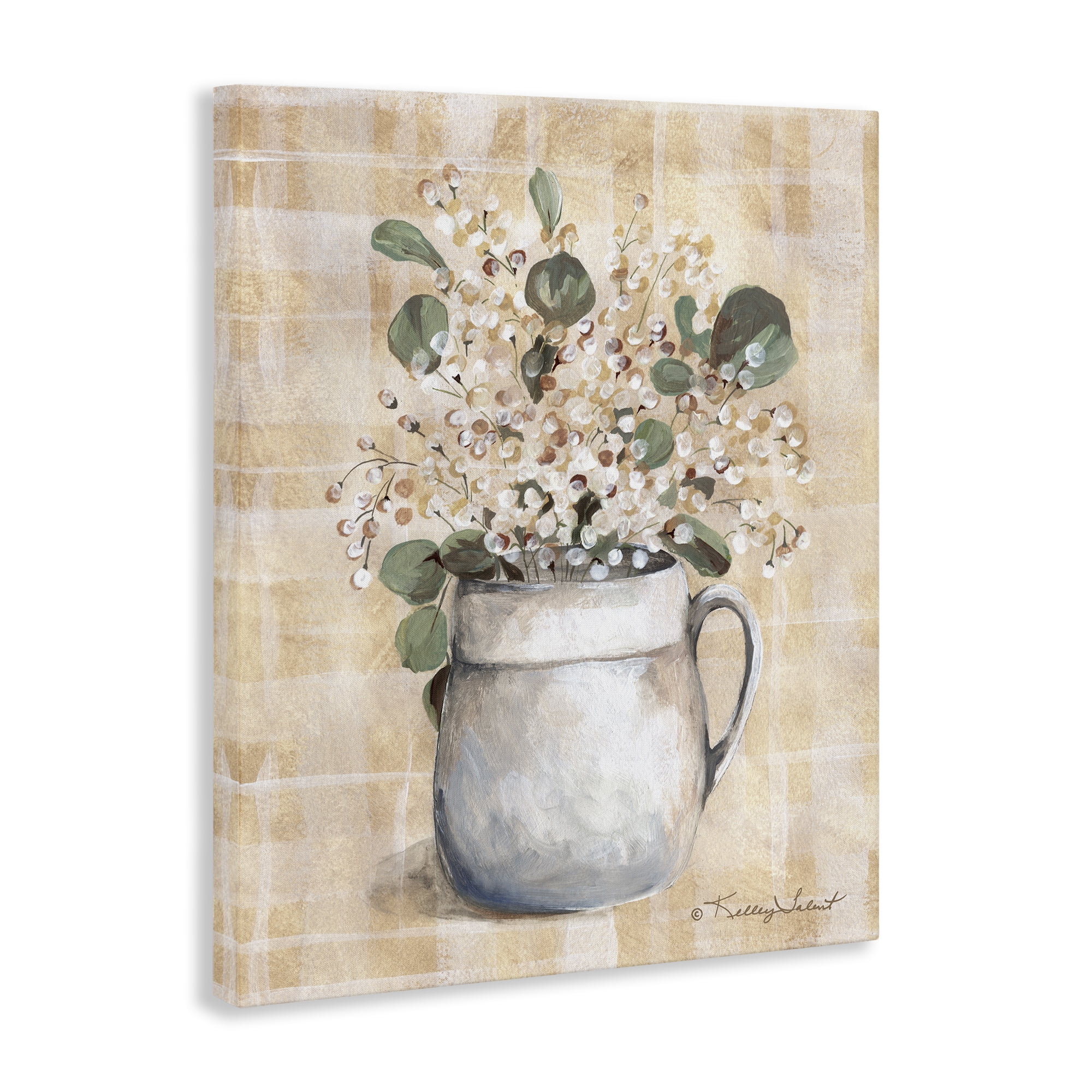 Stupell Industries Eucalyptus in Pottery Botanical & Floral Painting Gallery Wrapped Canvas Art Print Wall Art, 24 x 30