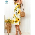 thumbnail image 5 of Deago Women's Dresses-Summer Floral Bohemian Spaghetti Strap Button Down Swing Midi Dress with Pockets, 5 of 7