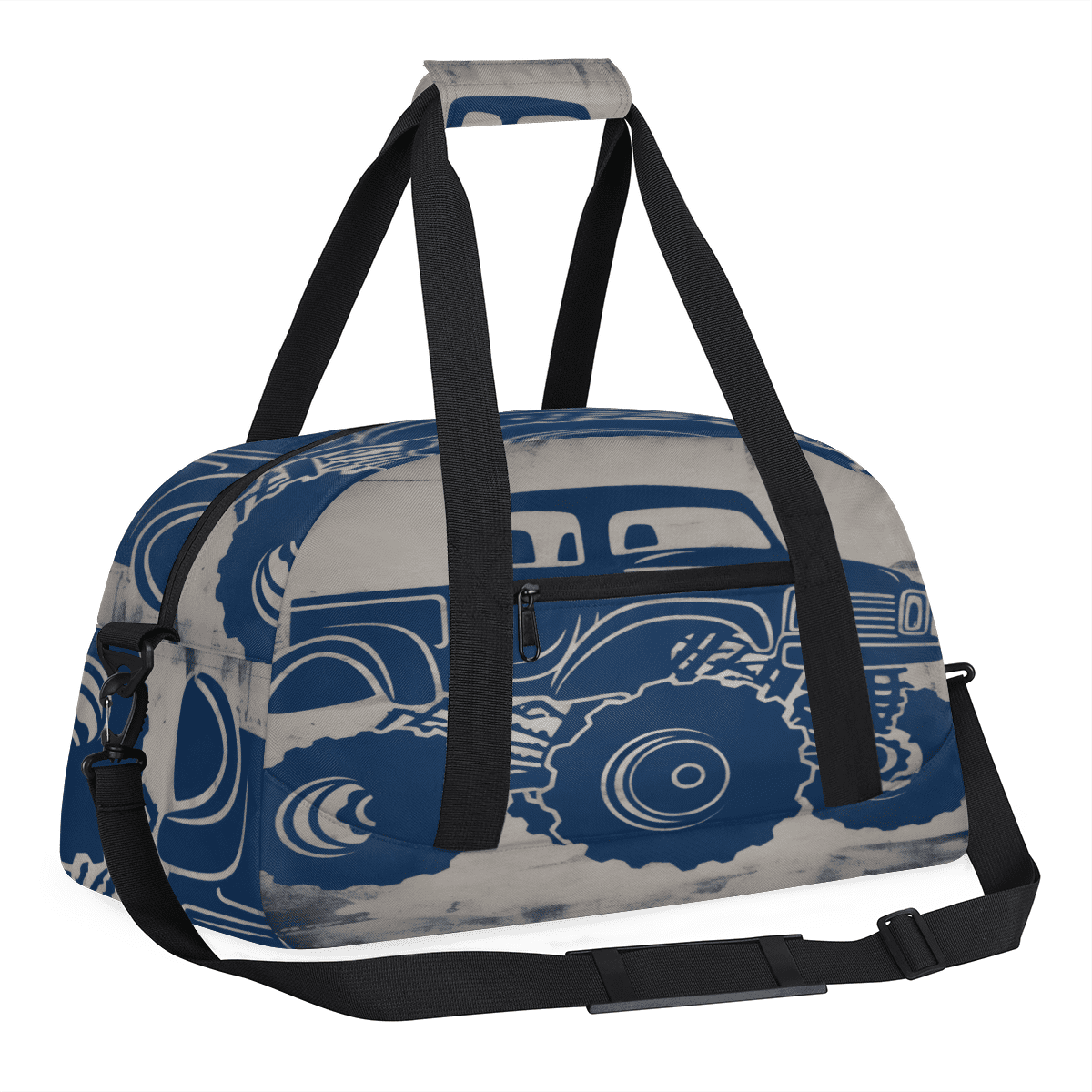 Herdesigns Monster Truck Sports Duffle Bag for Women & Men, Monster Truck Gym Bag Dance Bag Overnight Bag Carry On Weekender Travel Bag