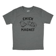 Youth Chick Magnet Tshirt Funny Cut Baby Chicken Novelty Tee (Dark Heather Grey) - S