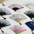 thumbnail image 4 of Chinese Style Handmade Landscape Bamboo Silk Folding Fan, Vintage Retro Style for Women Ladys Girls Small Bamboo Fan Ink Bamboo, 4 of 6
