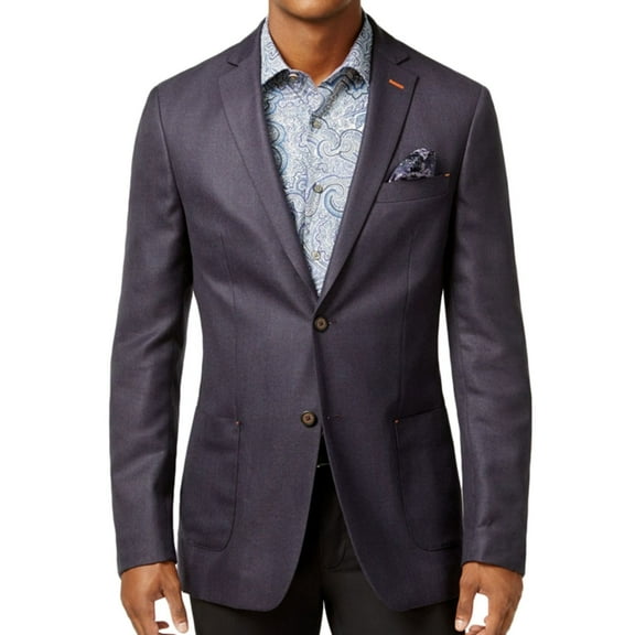 Tallia Mens Dotted Two Button Blazer Jacket, Purple, 44 Long