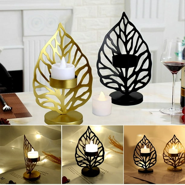 CAROOTU Wrought Iron Candlestick Creative Leaf Candle Holder