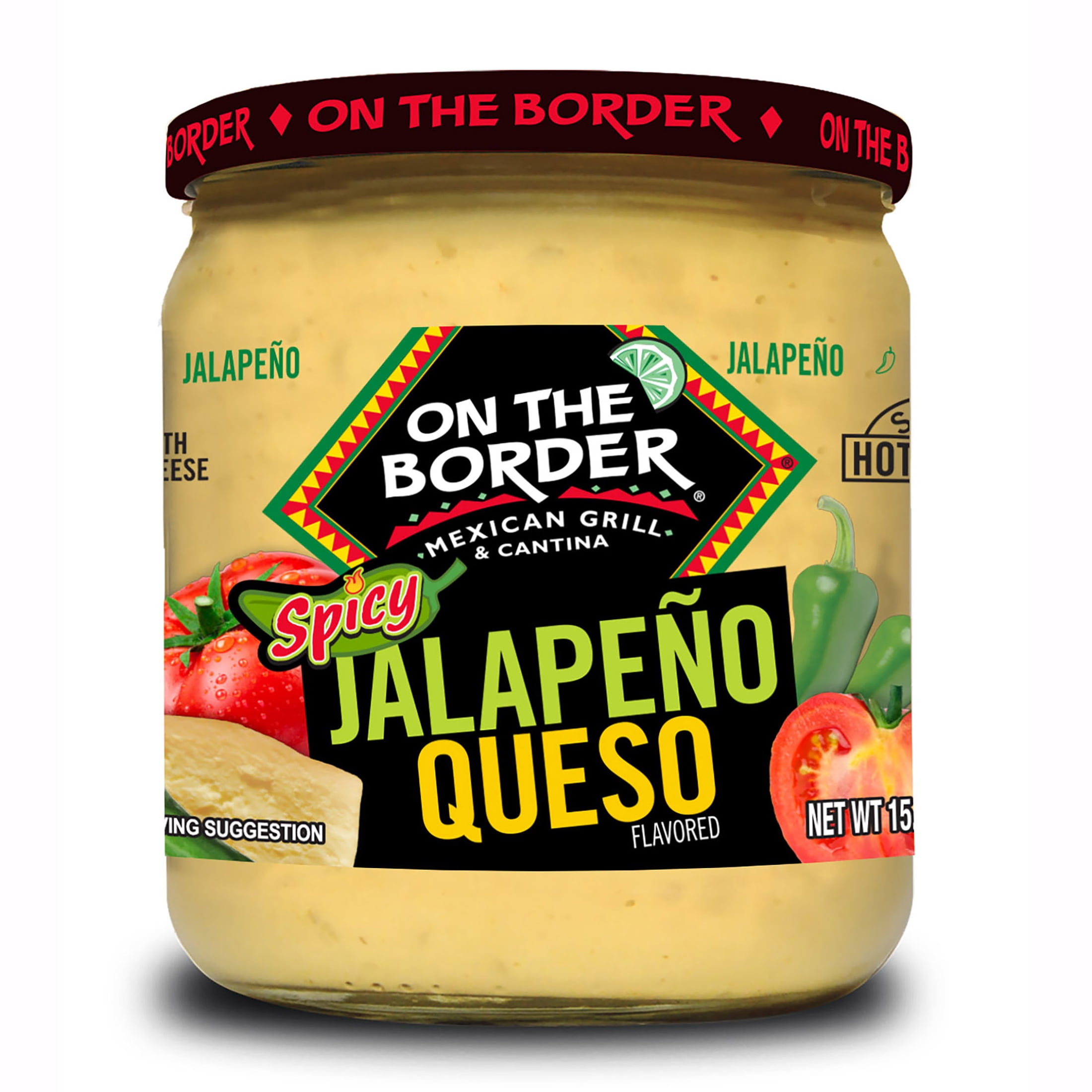 (3 pack) On The Border Spicy Jalapeno Queso, 15.25 oz Jar