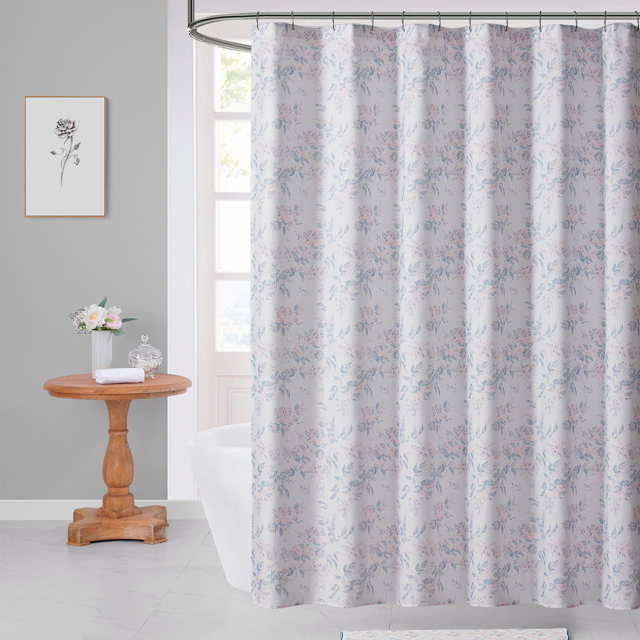 My Texas House Rebecca 14-Piece Bright White Floral Shower Curtain Bath Set