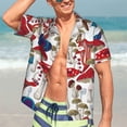 thumbnail image 4 of Camisa hawaiana divertida para hombre, camisa de playa con botones y manga corta con estampado de garabatos de setas, camisa informal de calle para mujer y niño, 4 of 5