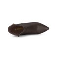 thumbnail image 4 of BLISSFUL STEP Women's Pointy Toe Buckle Stiletto Heels Ankle Boots Coffee 7, 4 of 7