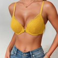 thumbnail image 4 of Gymayou Front Closure Lace Bra For Women Underwire T Back Racerback Bra with Adjustable Strap Yellow 90B, 4 of 7