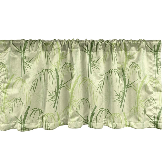 Ambesonne Tropical Window Valance, Exotic Minimal Tree Leaves, 54" X 18", Pastel Green