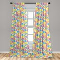 thumbnail image 5 of Ambesonne Cartoon Curtains, Circular Buttons, Pair of 28"x84", Multicolor, 5 of 5