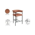 thumbnail image 2 of Meridian Furniture Malin Cognac Vegan Leather Counter Stool (Set of 2), 2 of 8