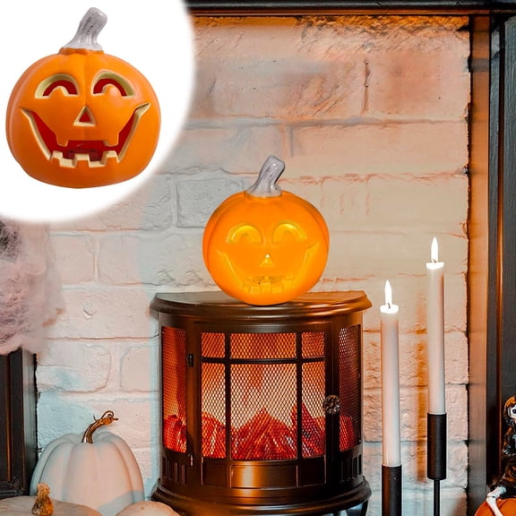 (Off-Season Clearance)Glow-in-Dark Halloween Pumpkin Lights - 5in Outdoor Jack-o'-Lantern Decor for Porch, Yard & Mall Displays