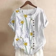 thumbnail image 4 of CHGBMOK Hauts d'Été Grande Taille pour Femmes, Blouse Décontractée à Manches Courtes et Col Rond, Imprimé Floral, en Liquidation, 4 of 5