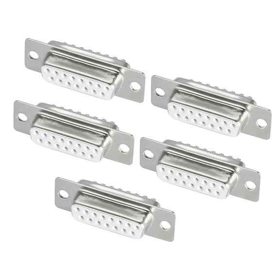 D-sub Connector Female Socket 15-pin 2-row Port Terminal White 5pcs