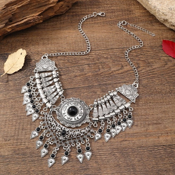SmartBy Vintage Boho Necklace for Women Ethnic Style Choker Statement Necklace Bohemian Chunky Collar for Daily Wear Parties