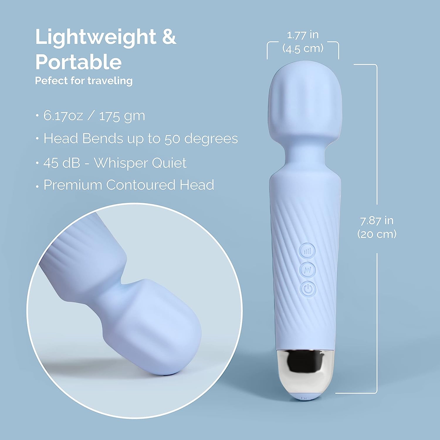 Vibrator Wand with Rechargeable Battery ,Personal Wand Massager | 20  Patterns & 8 Speeds of Pleasure | Quiet & Small -Purple