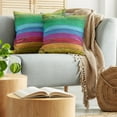 thumbnail image 5 of Ambesonne Rainbow Throw Pillow Cover 2 Pack, Colorful Wood Stripes, 16", Multicolor, 5 of 5