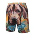 thumbnail image 4 of Cauagu Painted Flower Puppy Print Men's Swim Trunks,Hawaiian Bathing Suit Swimsuits Beach Shorts with Pockets for Men Quick Dry Swimming Board Shorts-XX-Large, 4 of 6