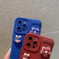 thumbnail image 5 of Cute 3D Cartoon Girl Avatar Phone Case with 3D Rotatable Flower Wristband Stand, Camera Lens Protection, Shockproof Silicone Soft Case for iPhone 12 Pro Max, Dark Blue, 5 of 14
