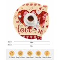 thumbnail image 6 of 13 Inch Round Placemats Set of 4, Happy Valentine's Day Non Slip Heat Insulation PP Table Mats, Yellow Love Hearts Romantic Washable Place Mats for Kitchen Dining Party Table Decor, 6 of 7
