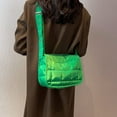 thumbnail image 4 of Women Ladies Solid Color Cotton-Padded Casual Shoulder Bags Quilted Handbags Underarm Bags GREEN, 4 of 8