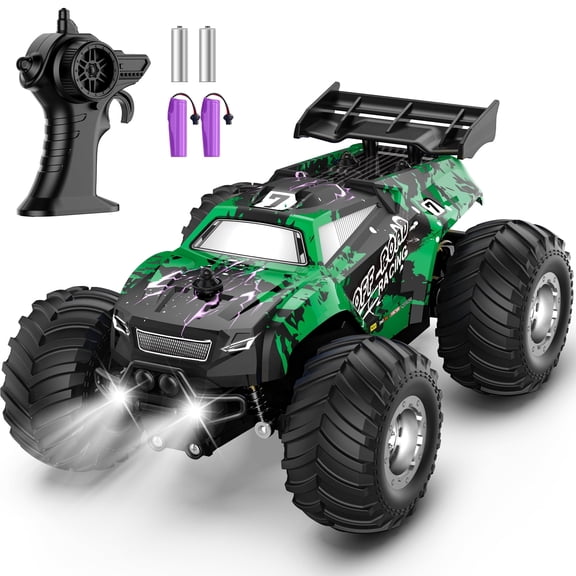 Remote Control Car, All-terrain Rechargeable Rc Truck with LED, Remote Control Car for Boys 4-7, 1:20 Truck, 10KM/H, 2 Motors, 2.4GHZ, Speed Friendly, Sturdy, Rc Car for Christmas, Kids 6 , Beginner