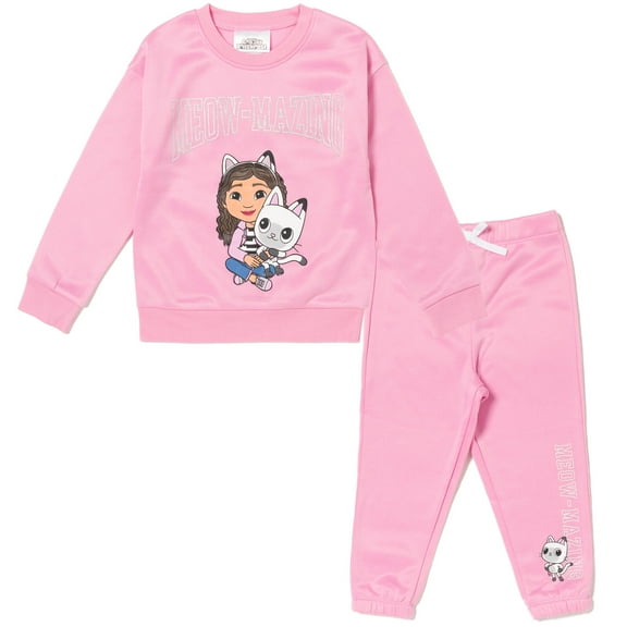 Dreamworks Gabby's Dollhouse Pandy Paws Toddler Girls Fleece Sweatshirt and Pants Set Toddler to Big Kid