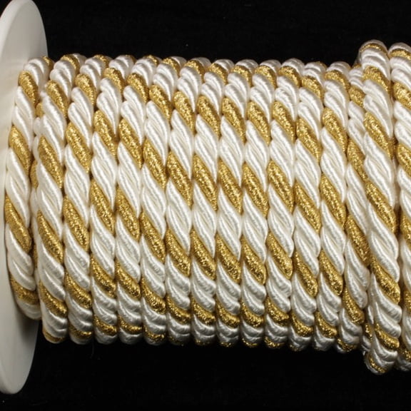 The Ribbon People Cream and Gold Braided Cording Braided Cording Wired Craft Ribbon 0.25" x 16 Yards