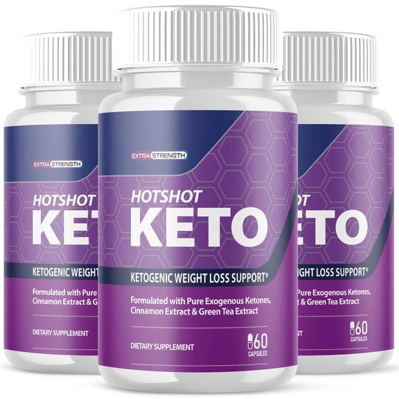 Hotshot Keto - Dietary Supplement for Weight Loss - Energy & Focus Boosting Supplements for Weight Management & Metabolism - Advanced Fat Burn Raspberry Ketones Pills - 180 Capsules (3 Pack)