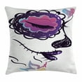 thumbnail image 1 of Day Of The Dead Decor Throw Pillow Cushion Cover, Sugar Skull Girl Face with Make Up Hand Drawn Mexican Art, Decorative Square Accent Pillow Case, 18 X 18 Inches, Purple Black and White, by Ambesonne, 1 of 2