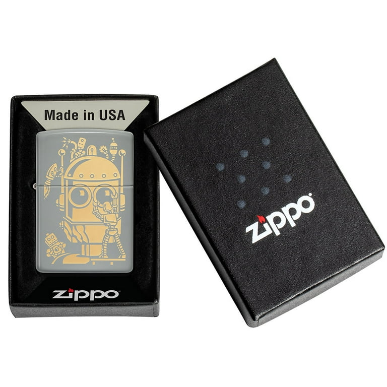 Zippo Robot Design Flat Grey Pocket Lighter - Walmart.com