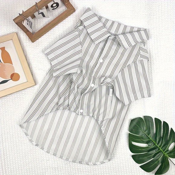 CNKOO 1 Pce Chemise Rayée pour Chiens Moyens/grands Vêtements pour Animaux Coton Respirant Décontracté Mode Canin Boutons-Pression Lavable en Machine