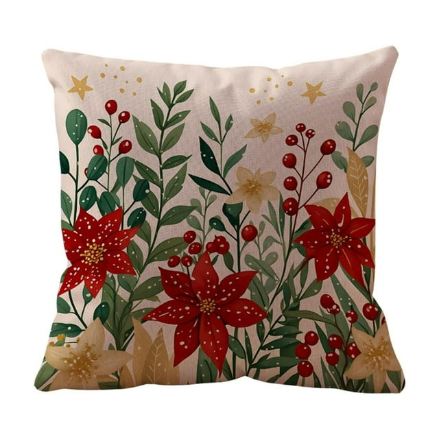 Christmas Pillow Cover 45 cm x 45 cm Multicolor Polyester Holiday Decor for Sofa or Living Room