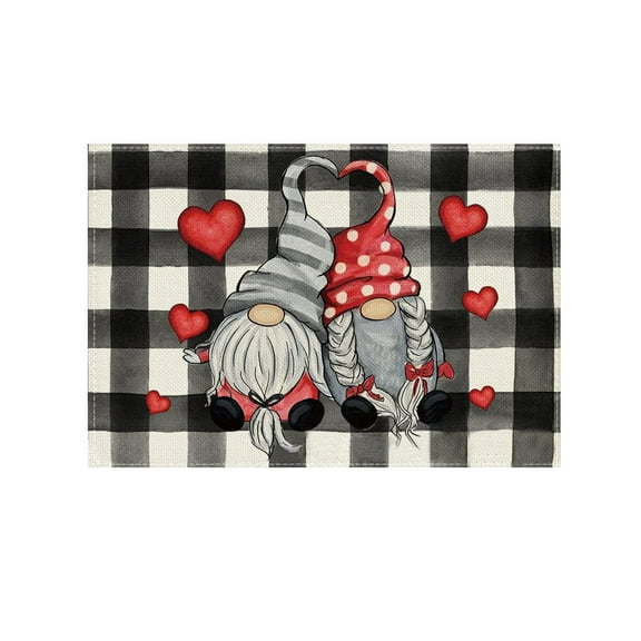 Love Heart Valentine's Day Placemats for Dining Table Seasonal Anniversary Holiday Table Mats for Home Party Kitchen Dining Decoration, 1Pc, Heart Pattern, Reusable & Durable(Black1,16.9x12.6")