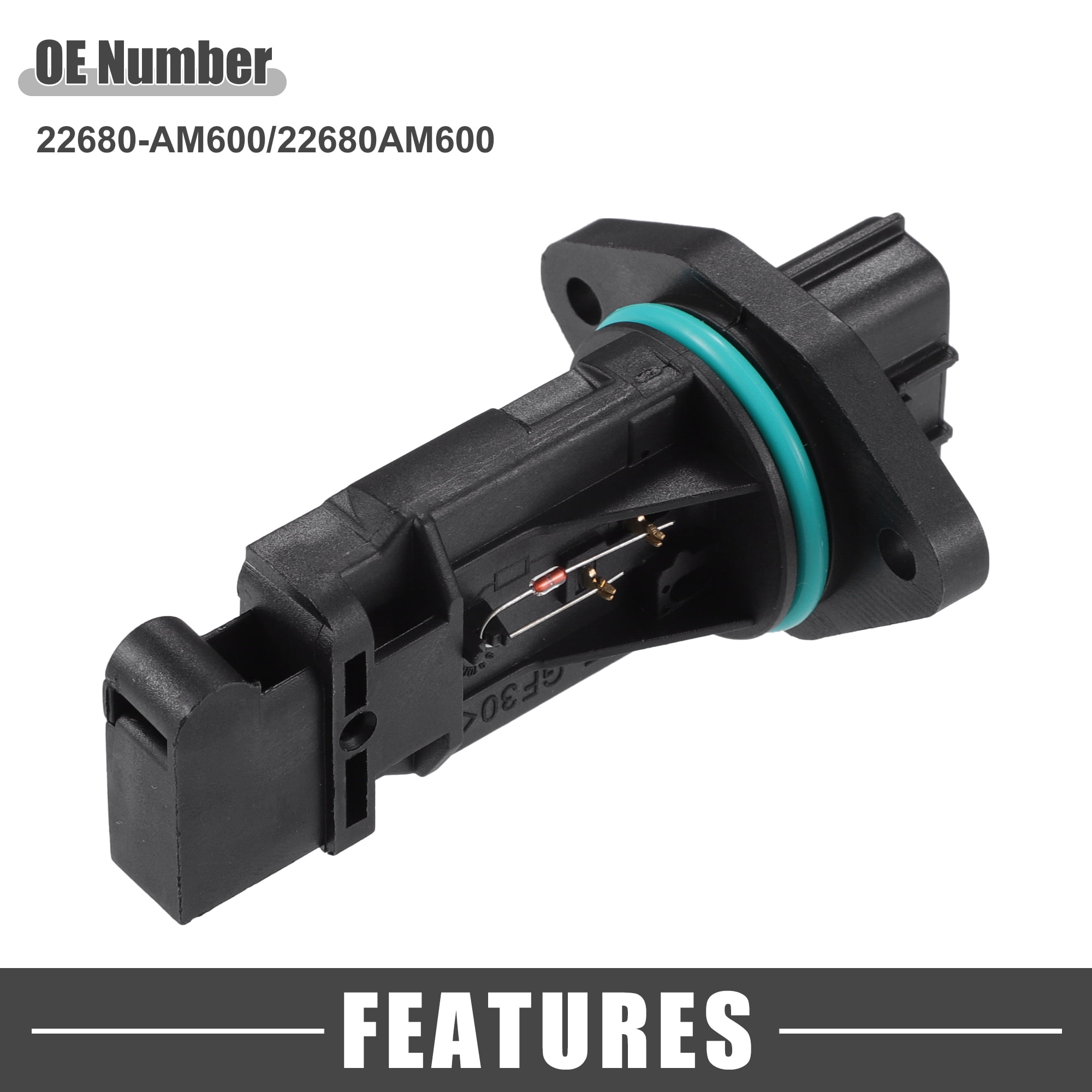 MAF Sensor No.22680-AM600/22680AM600 MAF Mass Air Flow Sensor for Nissan Maxima 3.5L 2002-2003 Black