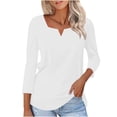 thumbnail image 2 of Aboser Dressy Tunic Tops for Women 3/4 Sleeve Spring T Shirts Casual Notch V Neck Shirt Breathable Soft Plain Top Loose Fit Basic Tees, 2 of 5
