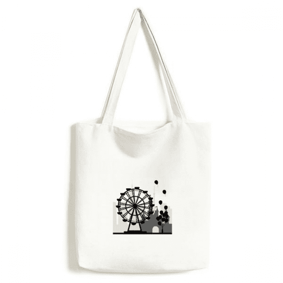 Balloon Ferris Wheel Amusement Park Tote Canvas Bag Shopping Satchel Casual Handbag