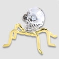 thumbnail image 5 of Handcrafted Glass Skull Sculpture with Golden Metal Foot - 4" Human Skull Decor for Halloween, Day of Dead, Gothic Home Office Gift for Adults, 5 of 9