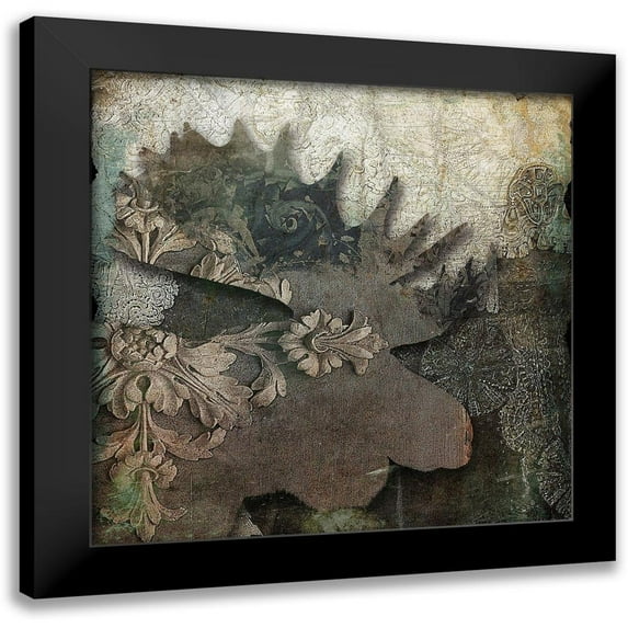 Sophie 6 12x12 Black Modern Framed Museum Art Print Titled - Gothic Forest Moose