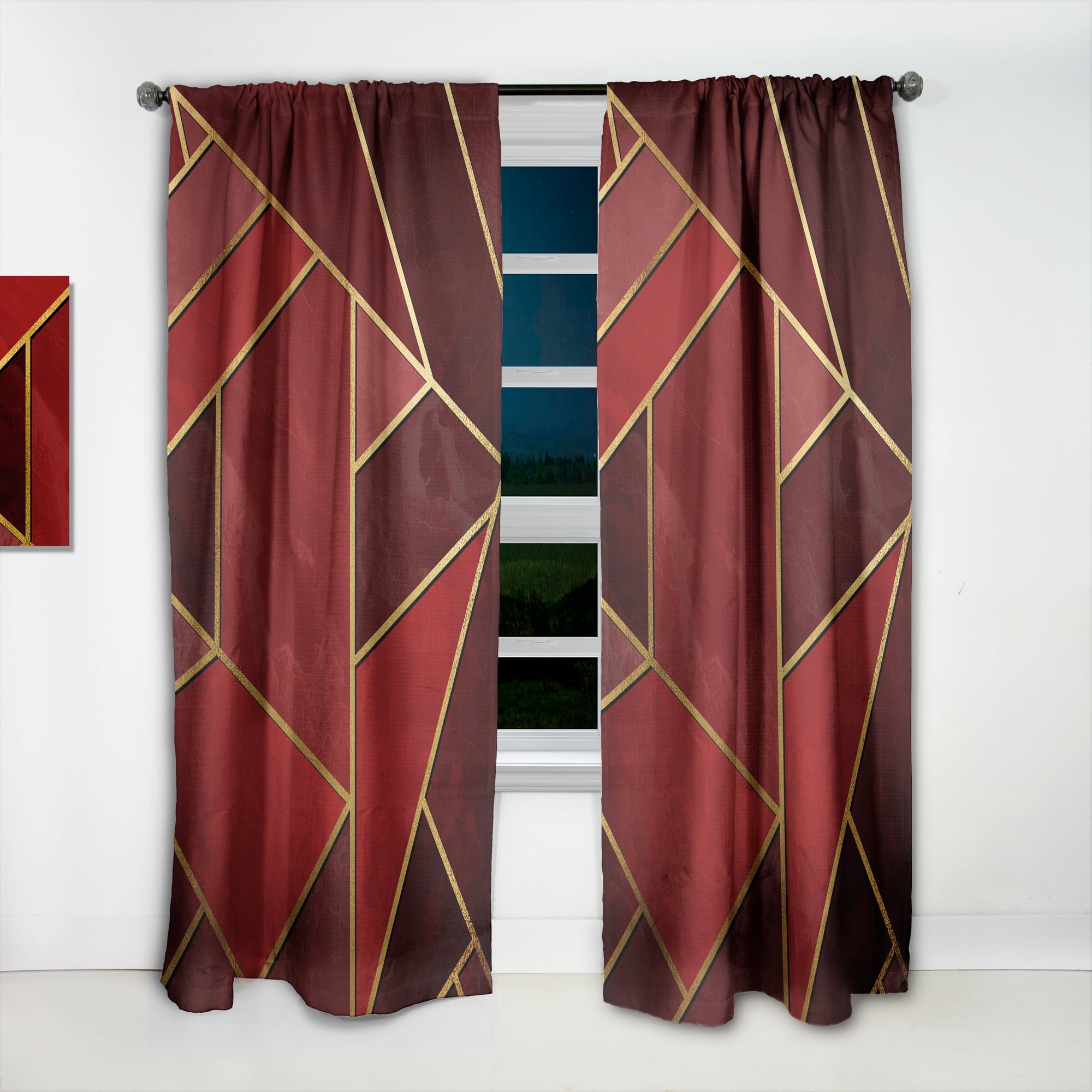 Designart 'Honeycomb Capital Gold XII' Modern & Contemporary Curtain Panel