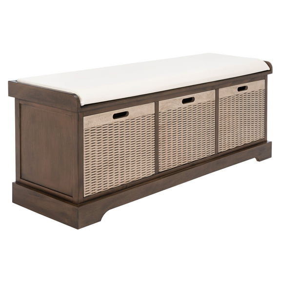 SAFAVIEH Landers 3 Drawer Storage Bench with Cushion, Brown