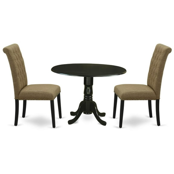 East West Furniture Dublin 3-piece Wood Dining Set in Black/Light Sable